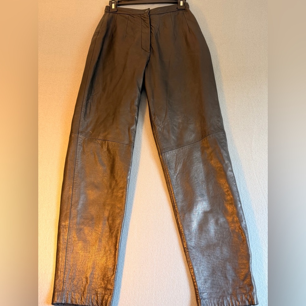 Lord & Taylor black Leather Dress Pants